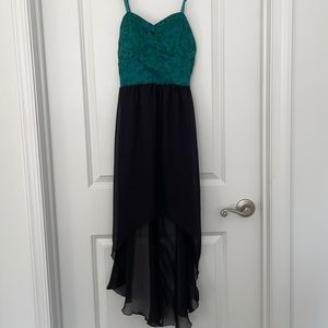 Green and black dress